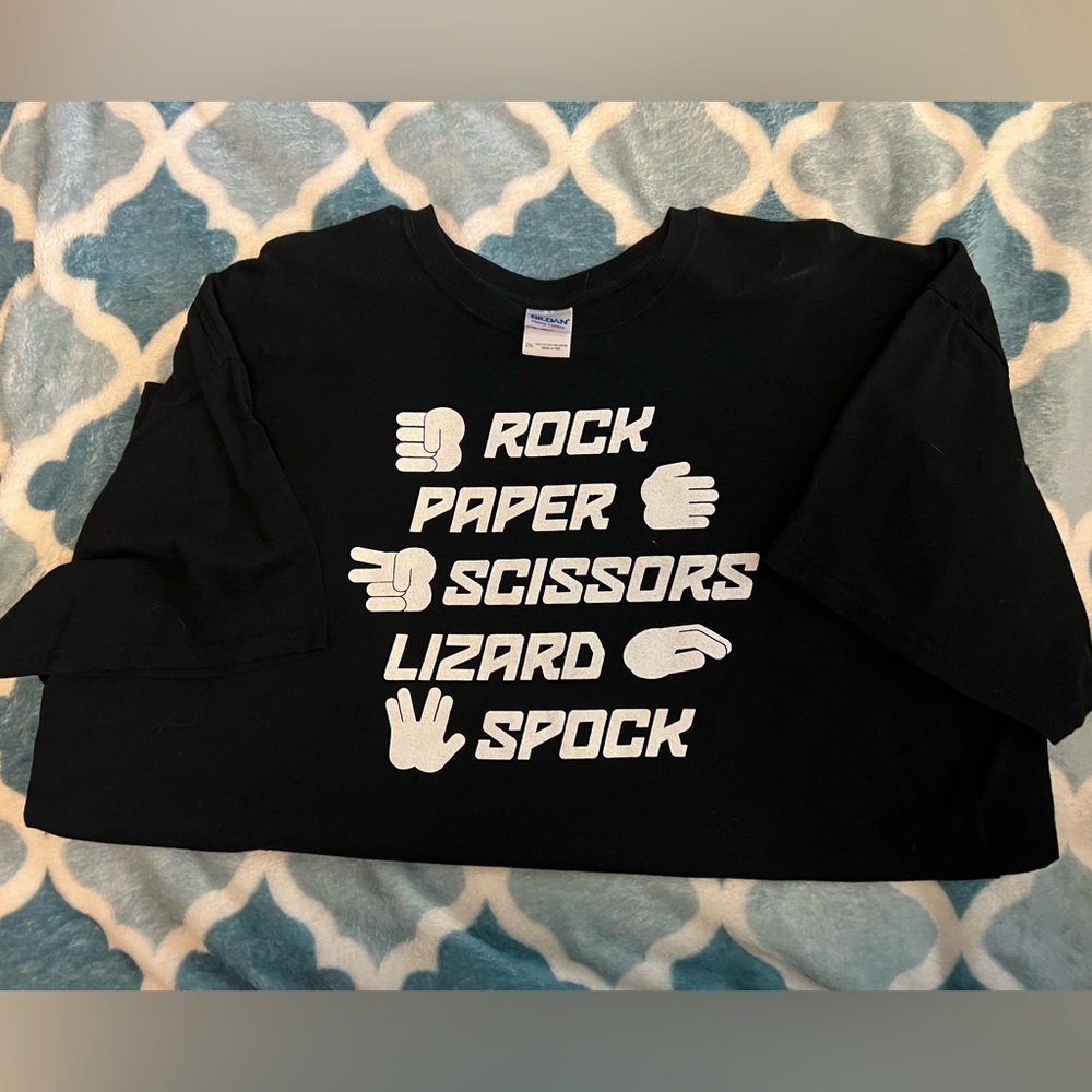 Big Bang Theory: Rock, Paper, Scissors, Spock S/S Tee, 2XL, EUC